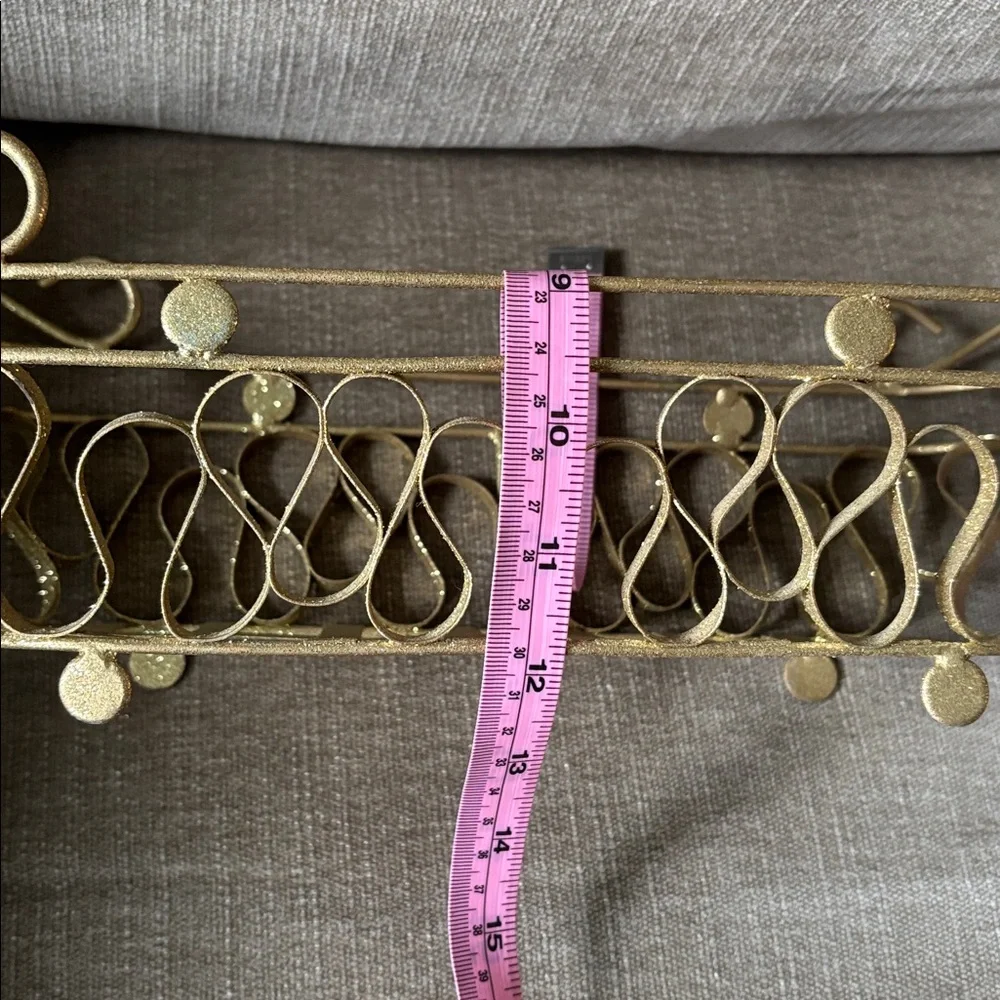 ⚫️ Vintage Mid-Century Gold Wire Bread Basket 11x3 Footed Looped Filigree Metal
